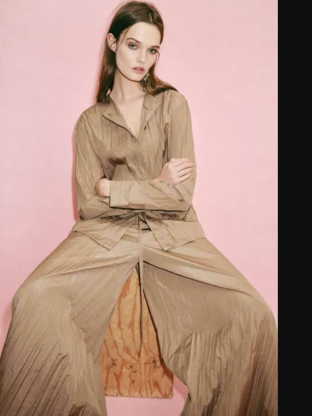 Zara Wide-Leg Jumpsuit in Tan